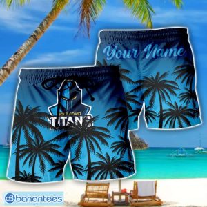Gold Coast Titans NRL Coconut Pattern Tropical Beach Shorts For Mens Personalized Name Product Photo 1