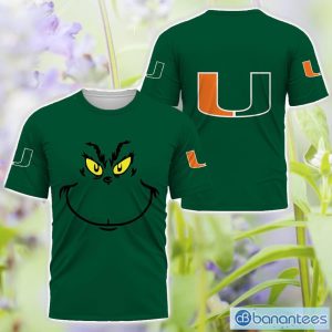 Miami Hurricanes Grinch Face All Over Printed 3D TShirt Sweatshirt Hoodie Unisex For Men And Women Product Photo 3