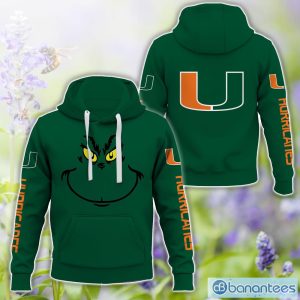 Miami Hurricanes Grinch Face All Over Printed 3D TShirt Sweatshirt Hoodie Unisex For Men And Women Product Photo 1