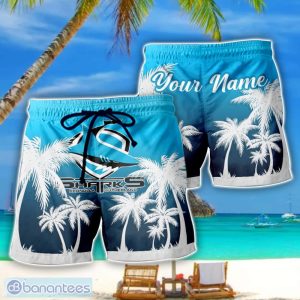 Cronulla Sharks NRL Beach Shorts Custom Name Product Photo 1