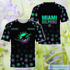 Miami Dolphins Personalized Name Weed pattern All Over Printed 3D TShirt Hoodie Sweatshirt Product Photo 3