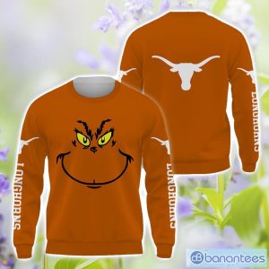 Texas Longhorns Grinch Face All Over Printed 3D TShirt Sweatshirt Hoodie Unisex For Men And Women Product Photo 2