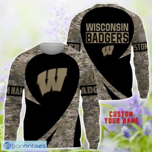 Wisconsin Badgers 3D Hoodie T-Shirt Sweatshirt Camo Pattern Veteran Custom Name Gift For Father's day Product Photo 2