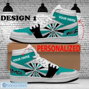 Custom Name F1 Racing Mercedes AMG PETRONAS F1 Team Air Jordan 1 Hightop Sneakers For Men Women Fans Gift - F1 Racing Mercedes AMG PETRONAS F1 Team Air Jordan 1 Hightop Sneakers Style 1