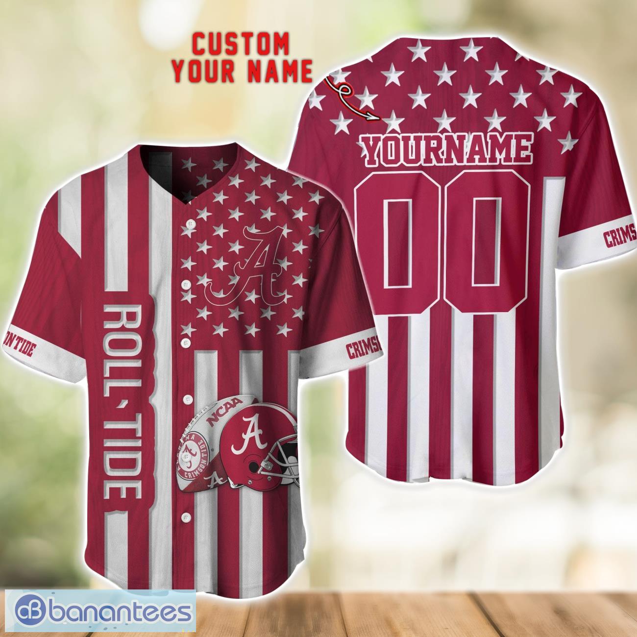 alabama crimson tide custom name and number ncaa baseball jersey shirt image Alabama Crimson Tide Custom Name and Number NCAA Baseball Jersey Shirt Product Photo 1