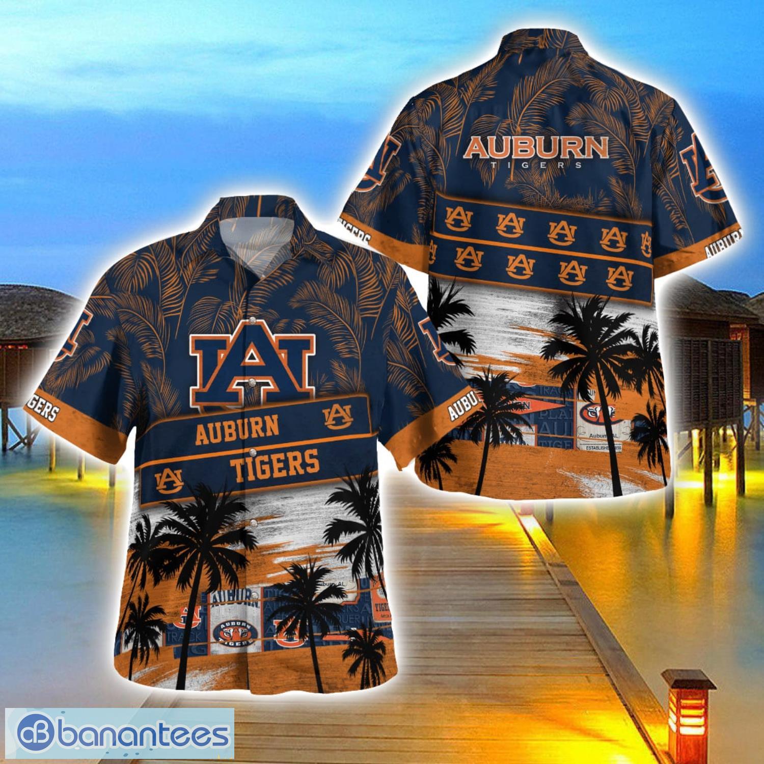 auburn tigers logo team tropical coconut hawaii shirt for men and women image Auburn Tigers Logo Team Tropical Coconut Hawaii Shirt For Men And Women Product Photo 1