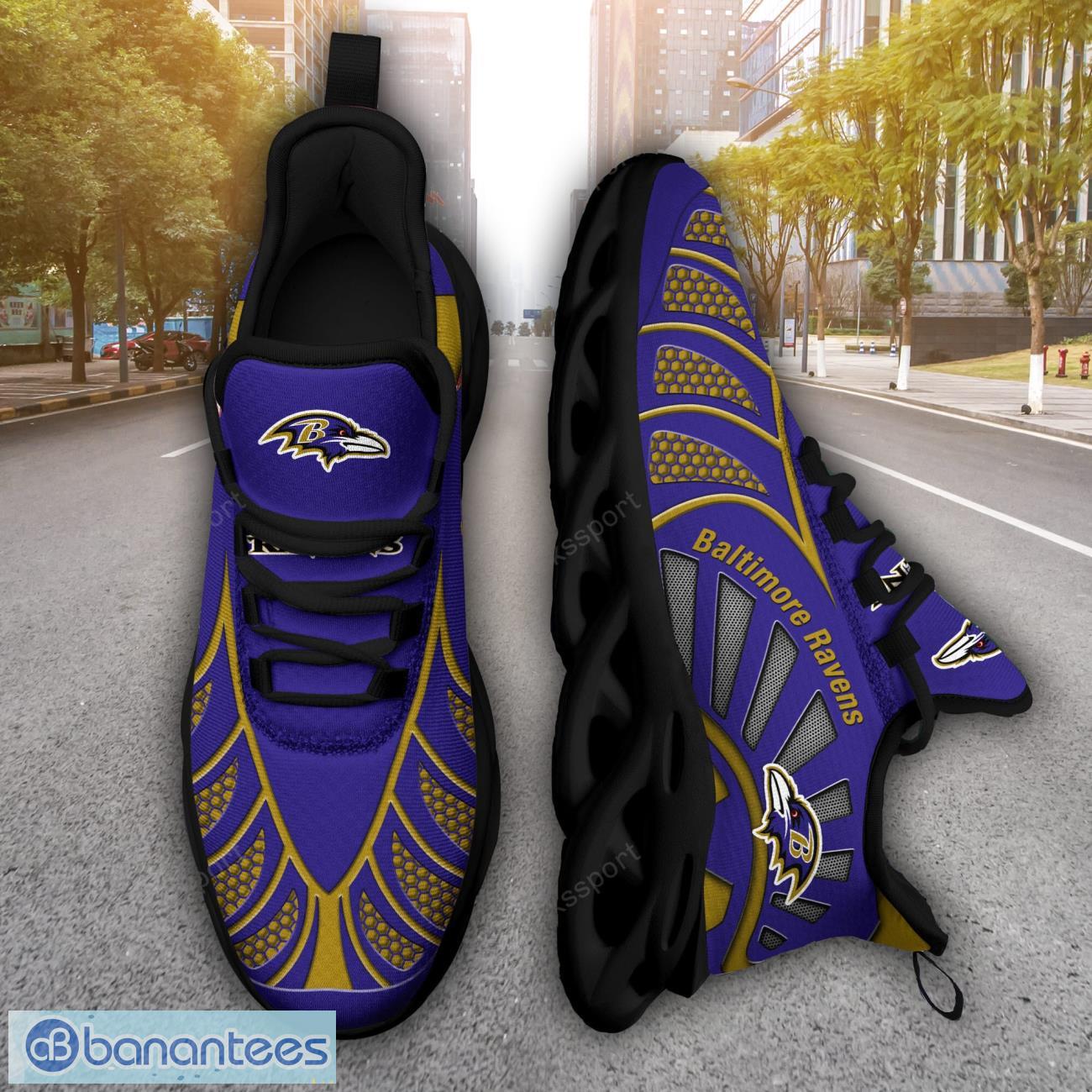 baltimore ravens nflnew designs black and white clunky shoes max soul shoes sport season gift image Baltimore Ravens NFLNew Designs Black And White Clunky Shoes Max Soul Shoes Sport Season Gift Product Photo 1