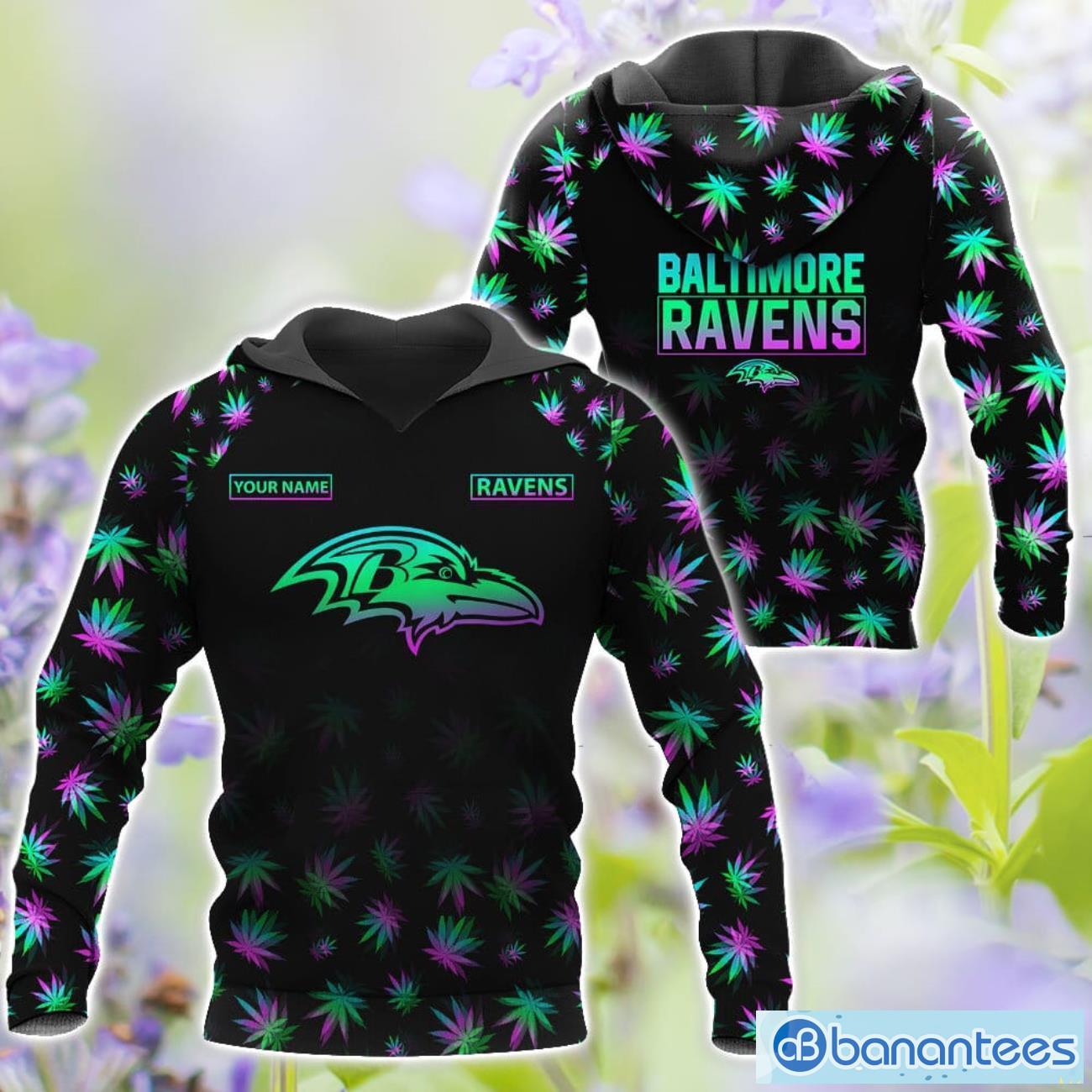baltimore ravens personalized name weed pattern all over printed 3d tshirt hoodie sweatshirt image Baltimore Ravens Personalized Name Weed pattern All Over Printed 3D TShirt Hoodie Sweatshirt Product Photo 1