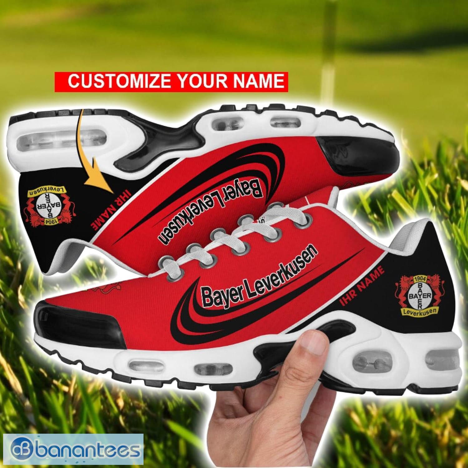 bayer 04 leverkusen air cushion sport shoes personalized name gift for men women image Bayer 04 Leverkusen Air Cushion Sport Shoes Personalized Name Gift For Men Women Product Photo 1