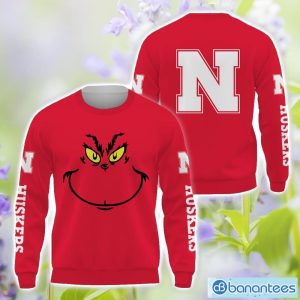 Nebraska Cornhuskers Grinch Face All Over Printed 3D TShirt Sweatshirt Hoodie Unisex For Men And Women Product Photo 2