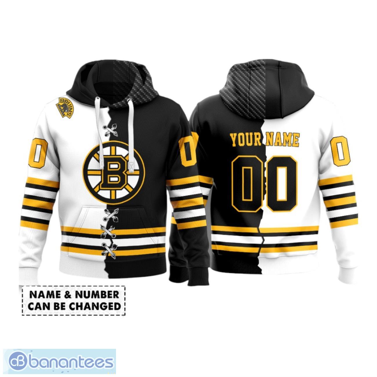 Boston Bruins Mix 2 Colors Team Custom Number And Name Hoodie Shirt -  Banantees