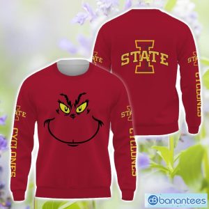Iowa State Cyclones Grinch Face All Over Printed 3D TShirt Sweatshirt Hoodie Unisex For Men And Women Product Photo 2