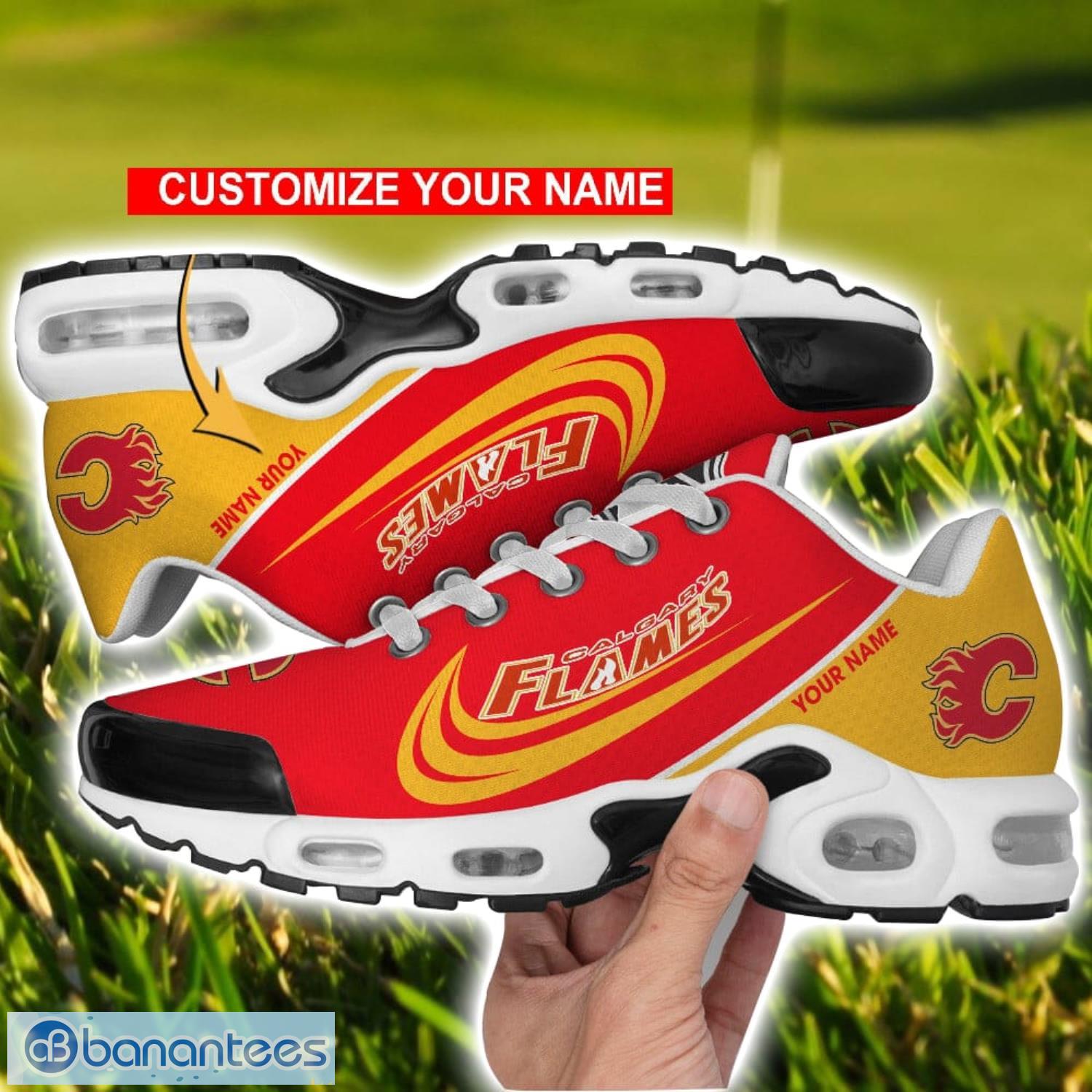 calgary flames air cushion sport shoes personalized name gift for men women image Calgary Flames Air Cushion Sport Shoes Personalized Name Gift For Men Women Product Photo 1