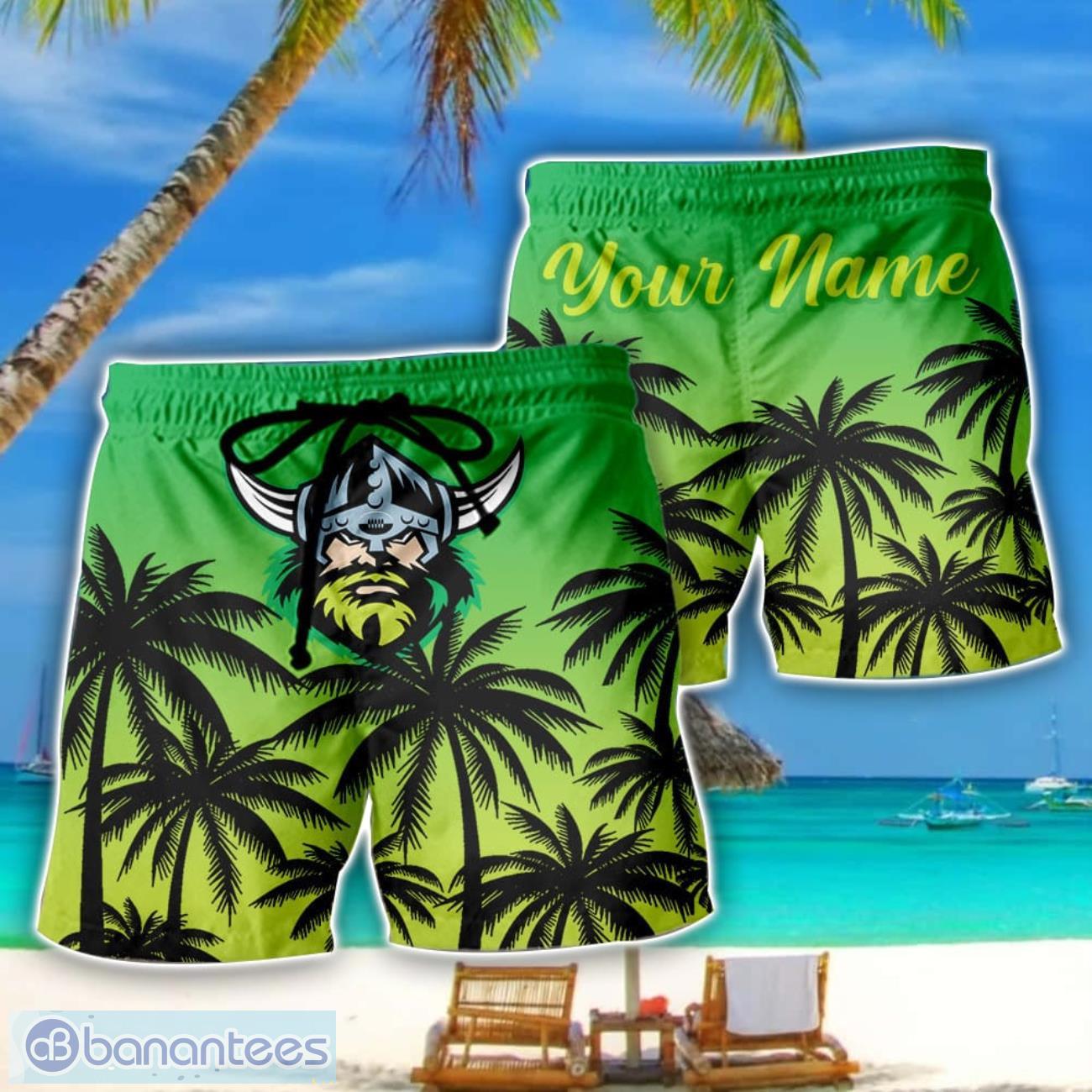 canberra raiders nrl coconut pattern tropical beach shorts for mens personalized name image Canberra Raiders NRL Coconut Pattern Tropical Beach Shorts For Mens Personalized Name Product Photo 1