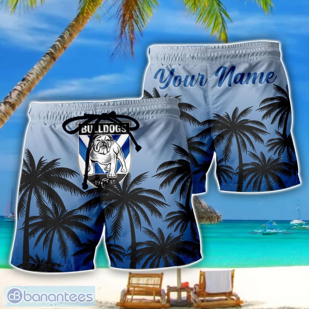 canterbury bulldogs nrl coconut pattern tropical beach shorts for mens personalized name image Canterbury Bulldogs NRL Coconut Pattern Tropical Beach Shorts For Mens Personalized Name Product Photo 1
