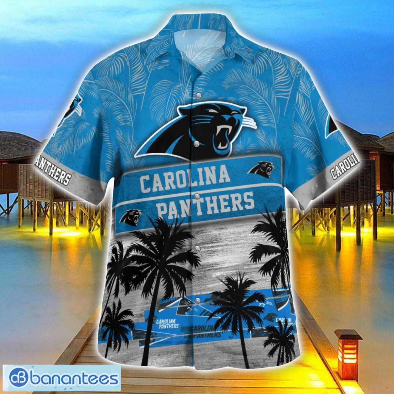 carolina panthers logo team tropical coconut hawaii shirt for men and women 2 image Carolina Panthers Logo Team Tropical Coconut Hawaii Shirt For Men And Women Product Photo 3