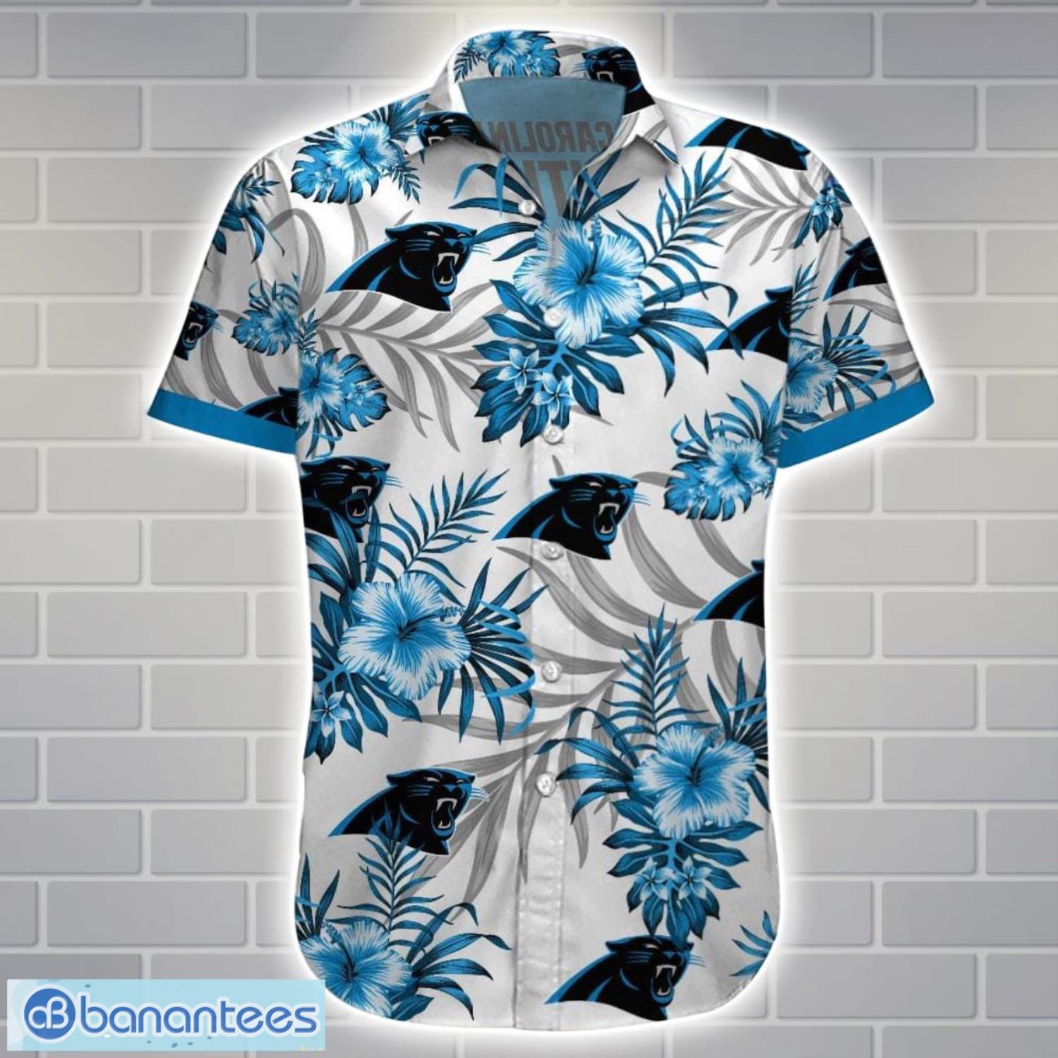 carolina panthersteam logo tropical 3d hawaiian shirt big fans gift 1 image Carolina PanthersTeam Logo Tropical 3D Hawaiian Shirt Big Fans Gift Product Photo 2