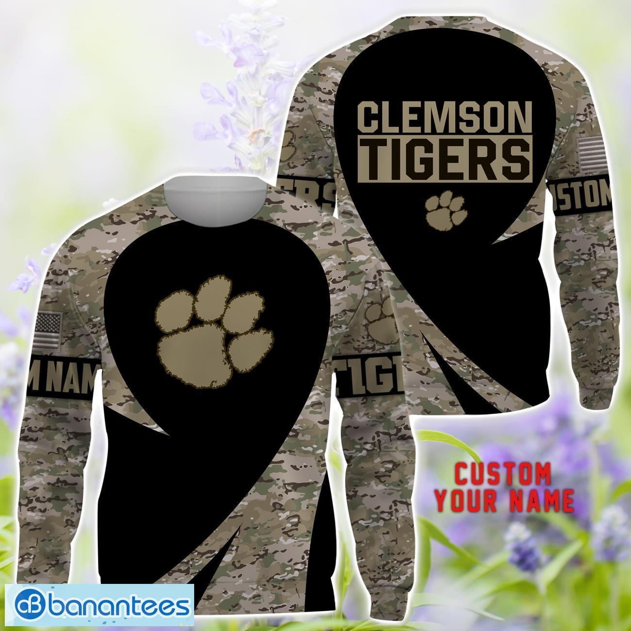 clemson tigers 3d hoodie t shirt sweatshirt camo pattern veteran custom name gift for fathers day 1 image Clemson Tigers 3D Hoodie T Shirt Sweatshirt Camo Pattern Veteran Custom Name Gift For Father's day Product Photo