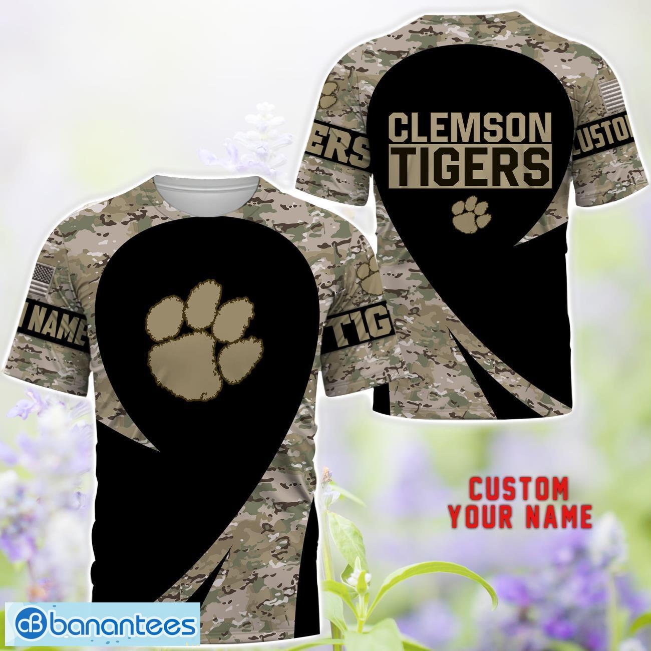 clemson tigers 3d hoodie t shirt sweatshirt camo pattern veteran custom name gift for fathers day image Clemson Tigers 3D Hoodie T Shirt Sweatshirt Camo Pattern Veteran Custom Name Gift For Father's day Product Photo