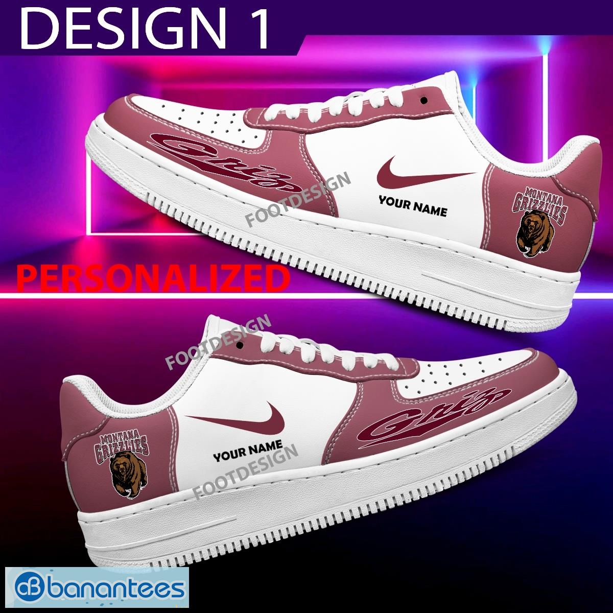 Custom Name Montana Grizzlies Teams Air Force 1 Shoes Design Gift AF1 Sneaker For Fans - Montana Grizzlies Air Force 1 Sneaker Personalized Style 1