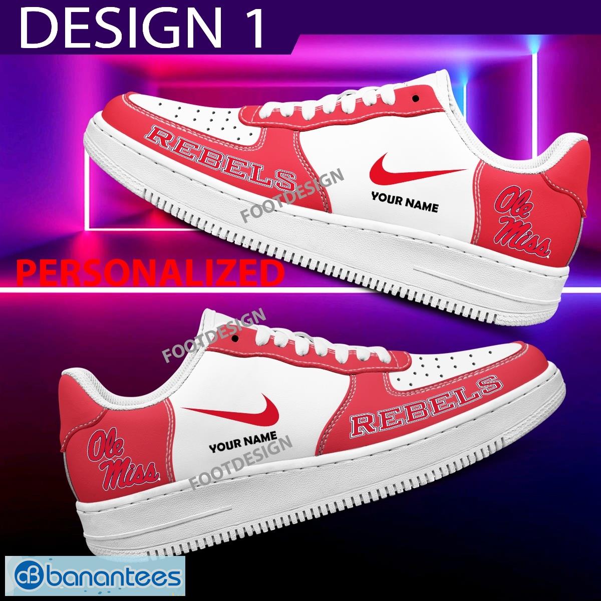Custom Name Ole Miss Rebels Teams Air Force 1 Shoes Design Gift AF1 Sneaker For Fans - Ole Miss Rebels Air Force 1 Sneaker Personalized Style 1