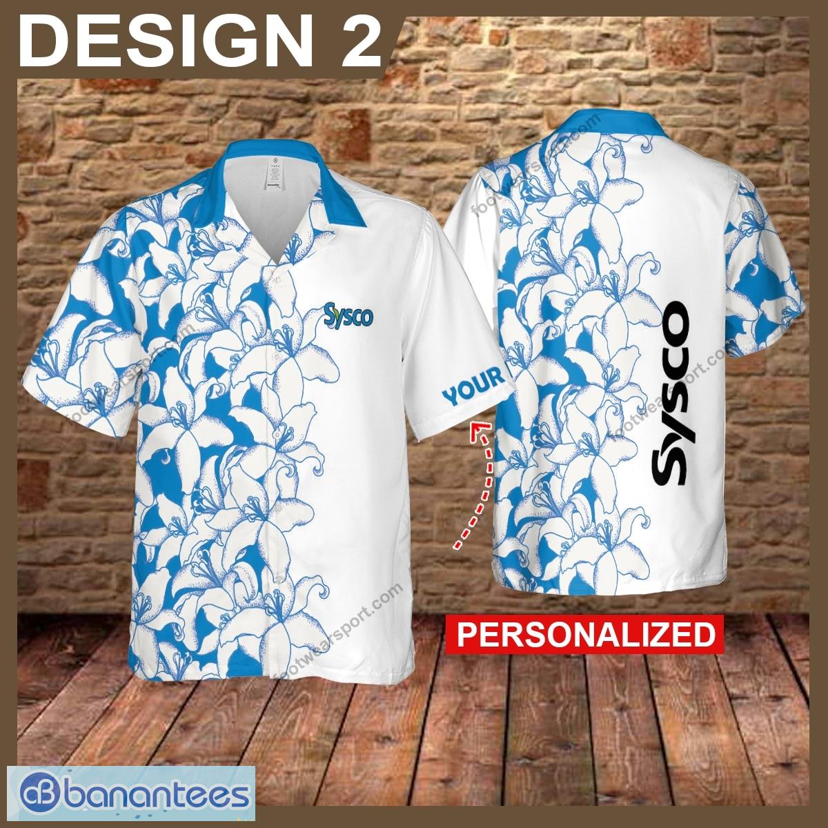 Custom Name Sysco Flower Brand Logo 3d Hawaiian Shirt Beach For Men