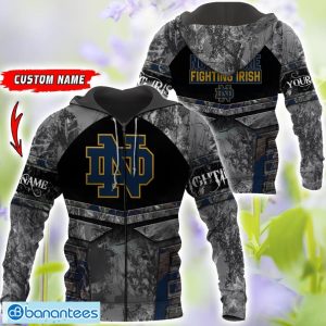 Notre Dame Fighting Irish Grey Black Hunting 3D T-Shirt Hoodie Sweatshirt Zip Hoodie Custom Name Product Photo 4