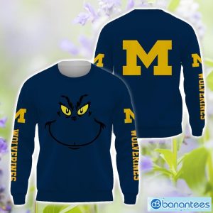 Michigan Wolverines Grinch Face All Over Printed 3D TShirt Sweatshirt Hoodie Unisex For Men And Women Product Photo 2