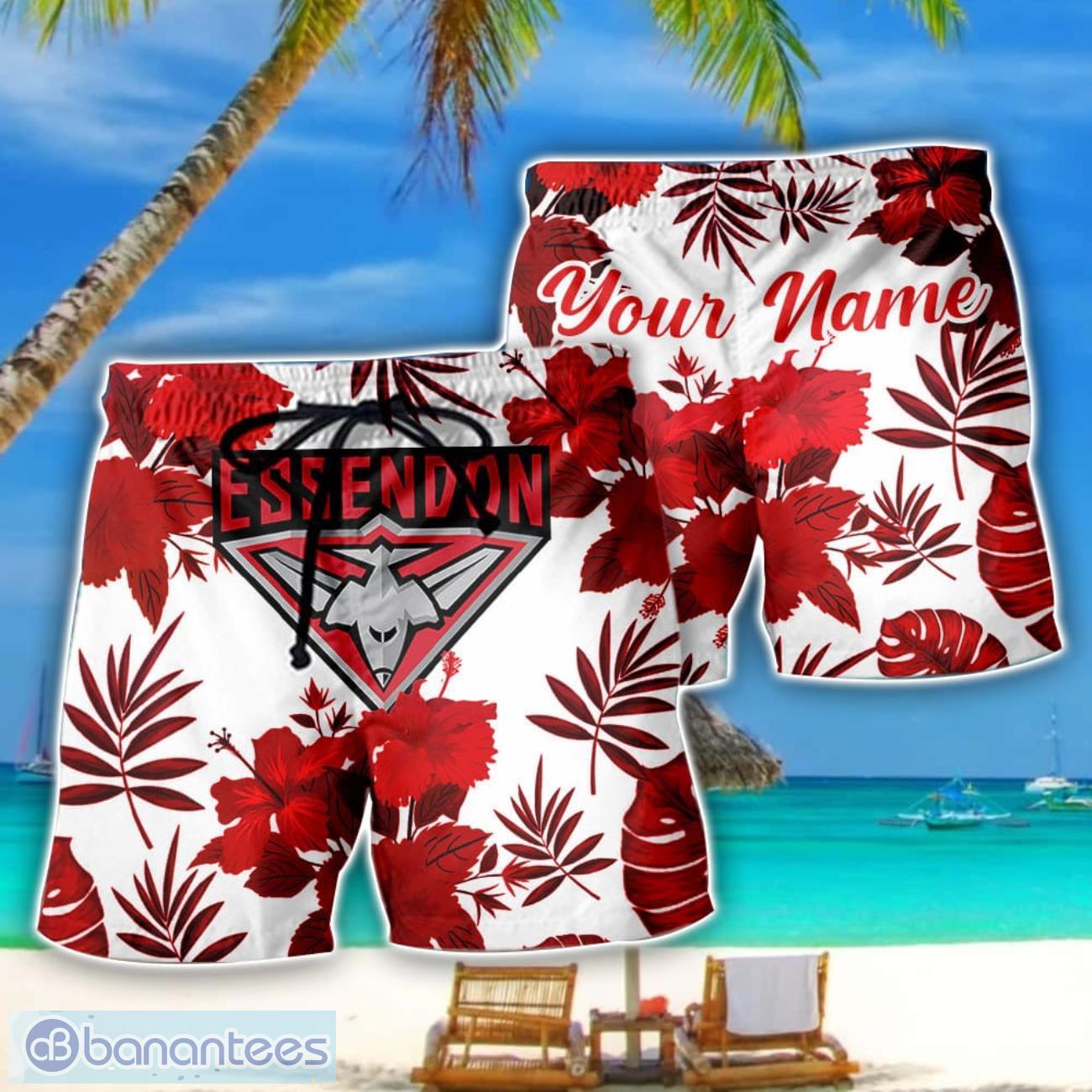 essendon bombers afl summer gift for mens personalized name beach shorts image Essendon Bombers AFL Summer Gift For Mens Personalized Name Beach Shorts Product Photo 1