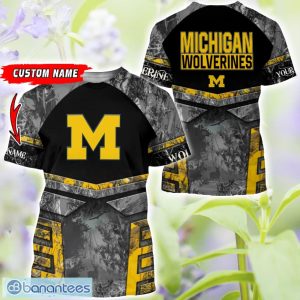 Michigan Wolverines Grey Black Hunting 3D T-Shirt Hoodie Sweatshirt Zip Hoodie Custom Name Product Photo 3
