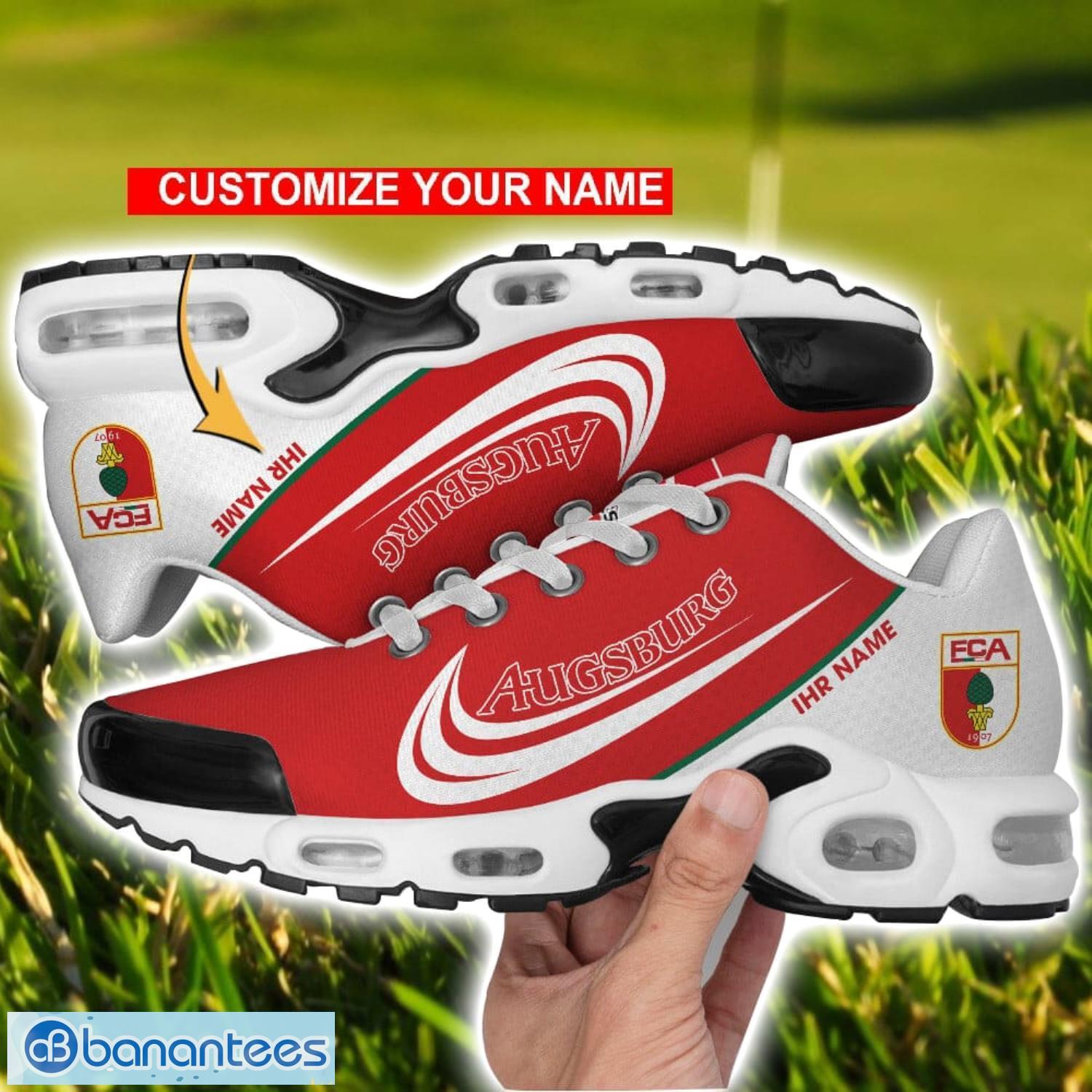 fc augsburg air cushion sport shoes personalized name gift for men women image FC Augsburg Air Cushion Sport Shoes Personalized Name Gift For Men Women Product Photo 1