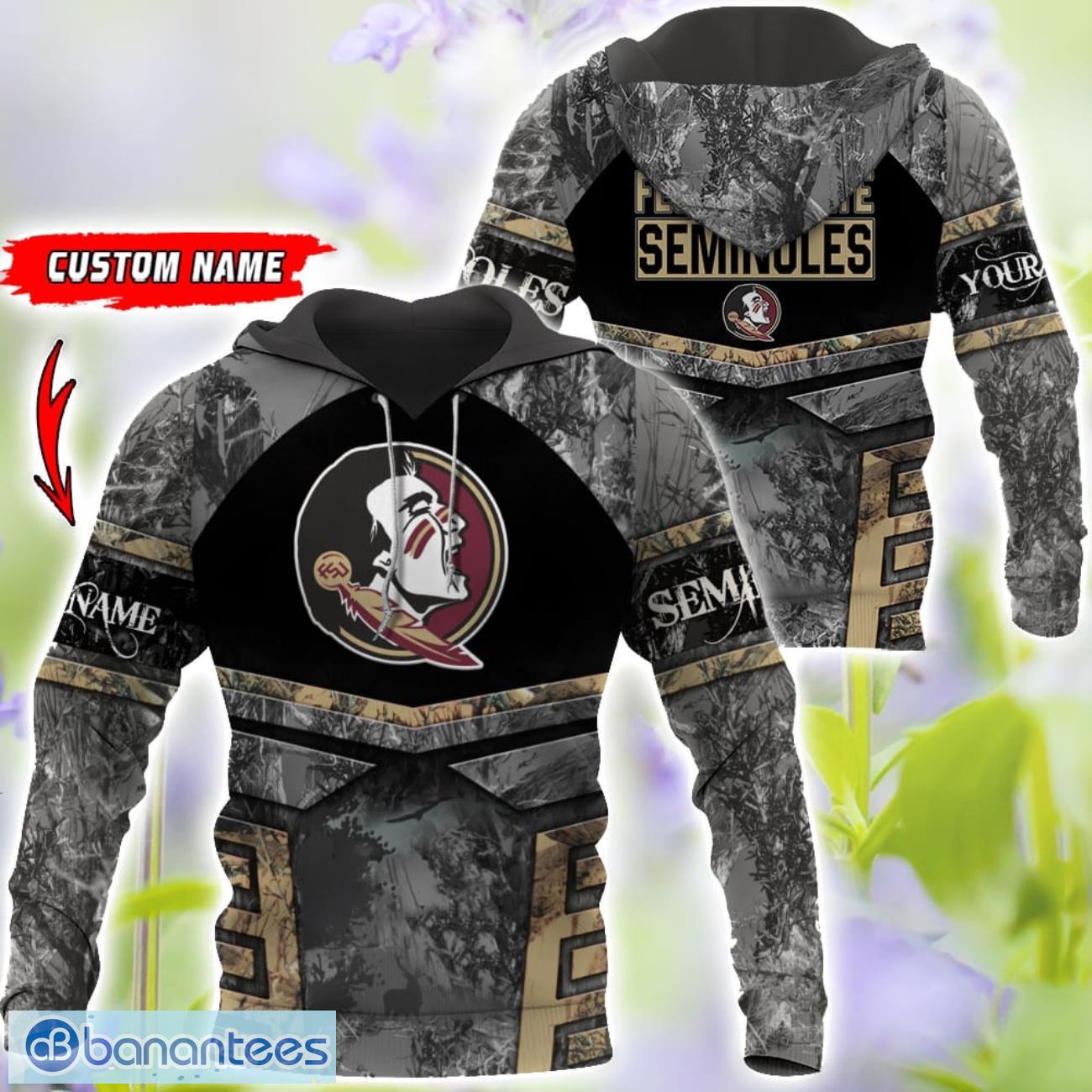 florida state seminoles grey black hunting 3d t shirt hoodie sweatshirt zip hoodie custom name image Florida State Seminoles Grey Black Hunting 3D T-Shirt Hoodie Sweatshirt Zip Hoodie Custom Name Product Photo 1