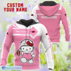 Cute Gift For NCAA Arkansas Razorbacks Hello Kitty 3D T-Shirt Sweatshirt Hoodie Custom Name Product Photo 1