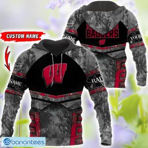 Wisconsin Badgers Grey Black Hunting 3D T-Shirt Hoodie Sweatshirt Zip Hoodie Custom Name Product Photo 1