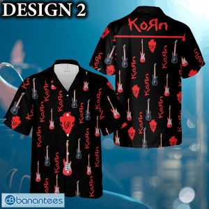 Korn Music Band Logo Hawaiian Shirt Thunder And Guitar Black Red For Fans Gift Holidays - Korn Hawaiian Shirt Logo Band Photo 2