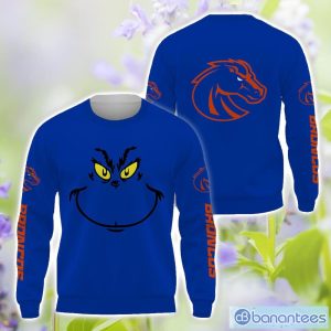 Boise State Broncos Grinch Face All Over Printed 3D TShirt Sweatshirt Hoodie Unisex For Men And Women Product Photo 2