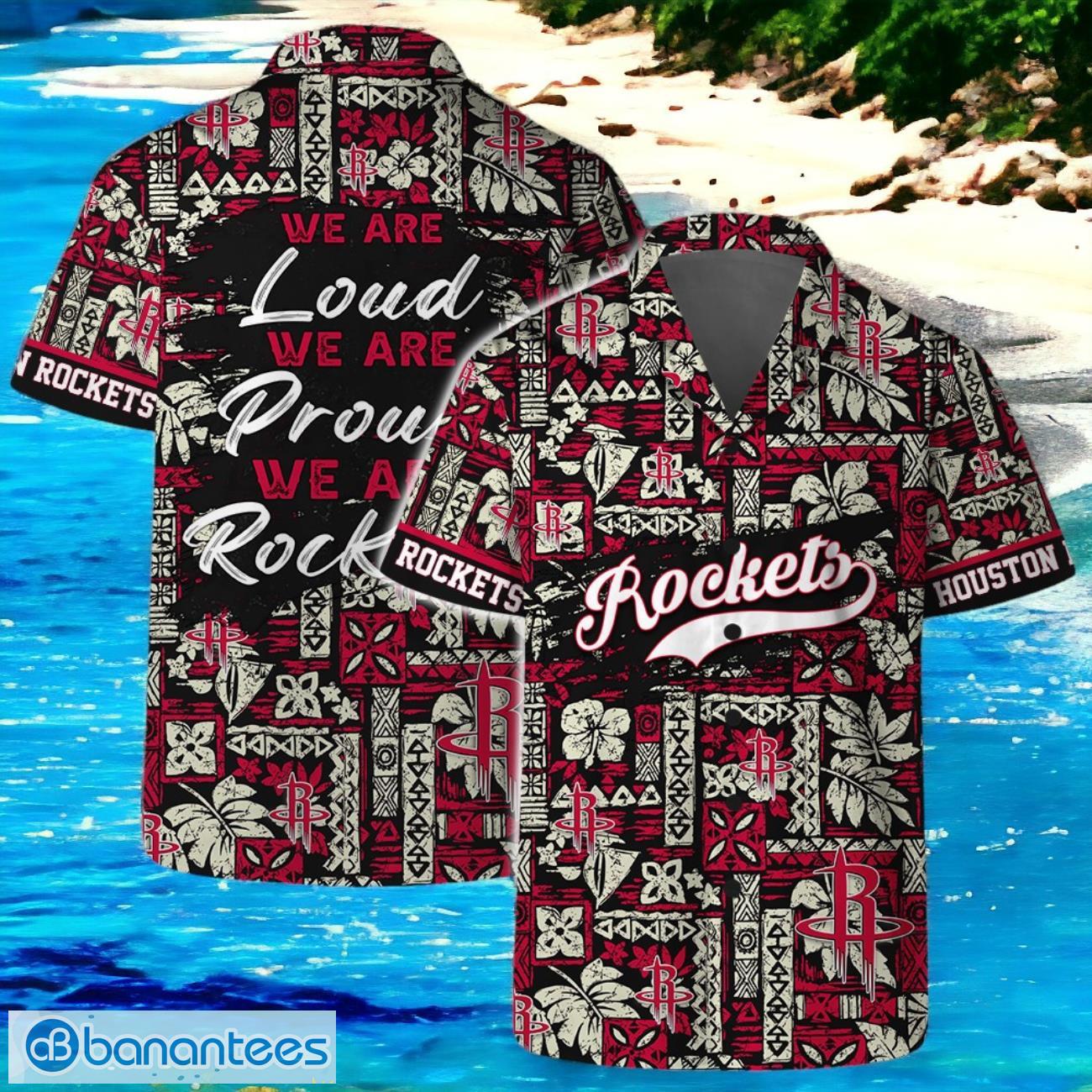 houston rockets hawaiian shirt and short team logo pattern classic image Houston Rockets Hawaiian Shirt And Short Team Logo Pattern Classic Product Photo 1
