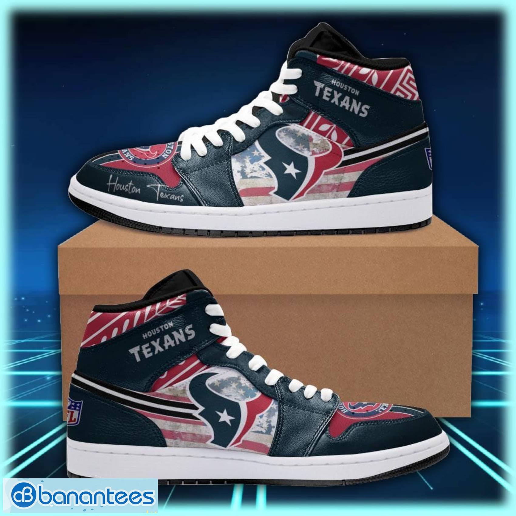 houston texans jordan high top shoes for men and women image Houston Texans Jordan High Top Shoes For Men And Women Product Photo 1