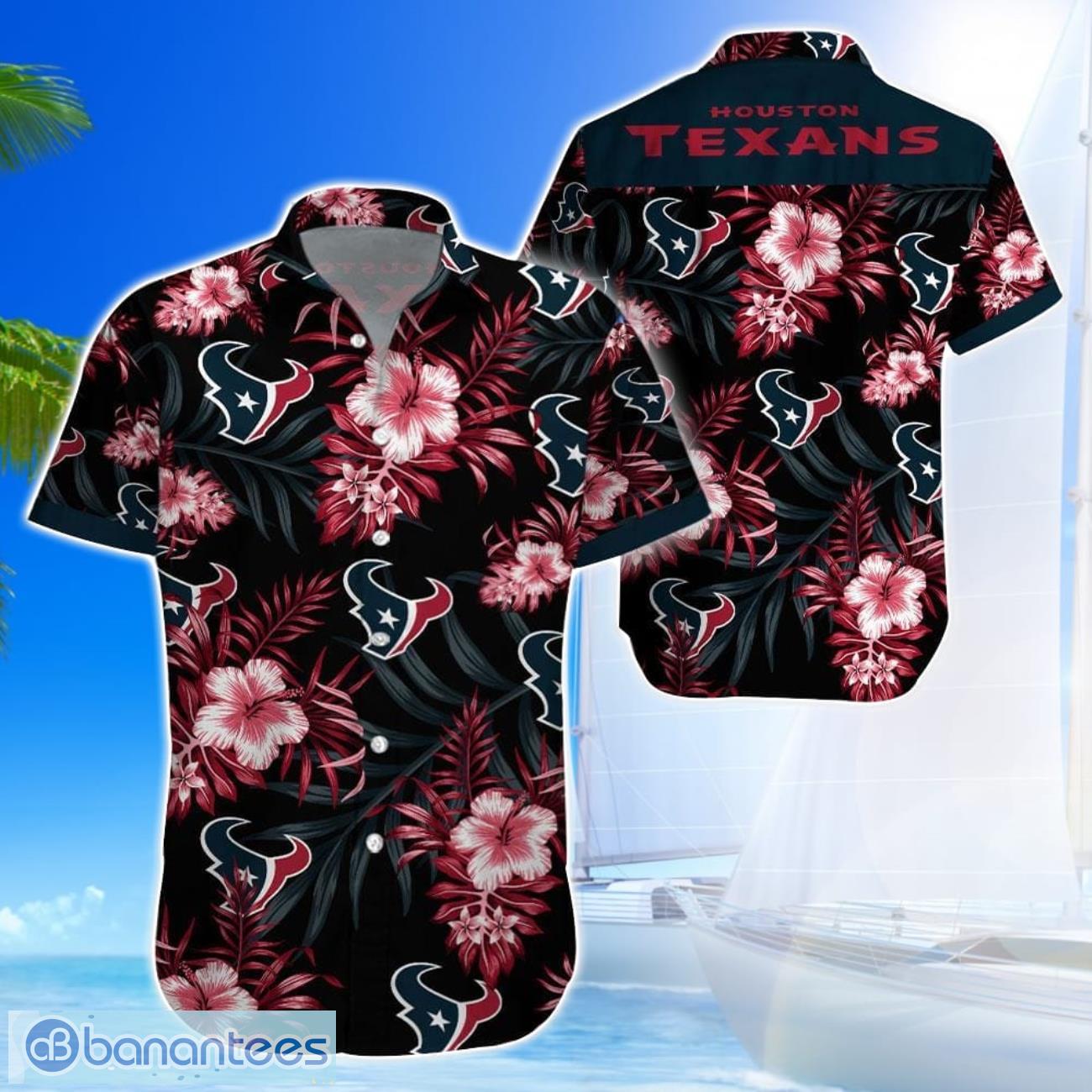 houston texansteam logo tropical 3d hawaiian shirt big fans gift image Houston TexansTeam Logo Tropical 3D Hawaiian Shirt Big Fans Gift Product Photo 1