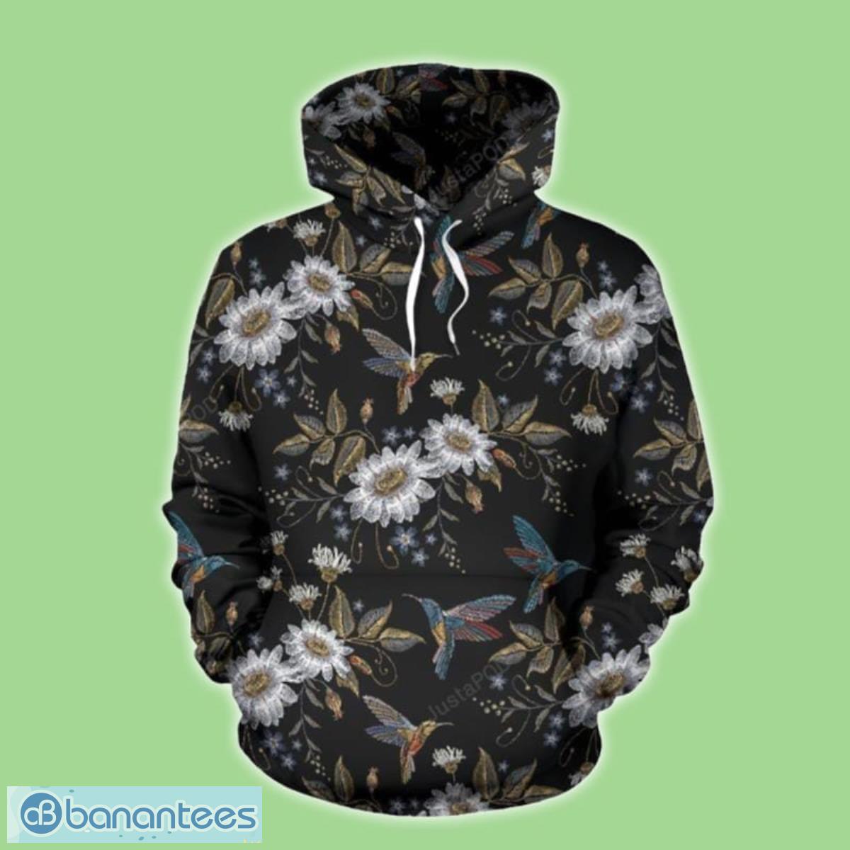 Hummingbird With Embroidery Themed 3D Hoodie Unique Gift For Men And Women  - Banantees