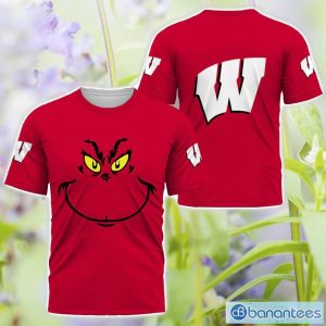 Wisconsin Badgers Grinch Face All Over Printed 3D TShirt Sweatshirt Hoodie Unisex For Men And Women Product Photo 3