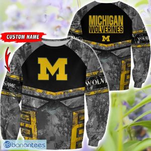 Michigan Wolverines Grey Black Hunting 3D T-Shirt Hoodie Sweatshirt Zip Hoodie Custom Name Product Photo 2