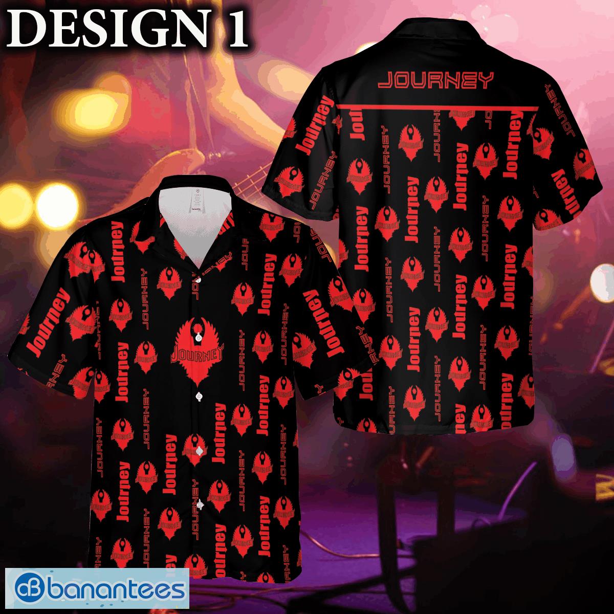 Journey Music Band Logo Hawaiian Shirt Thunder And Guitar Black Red For Fans Gift Holidays - Journey Hawaiian Shirt Logo Band Photo 1