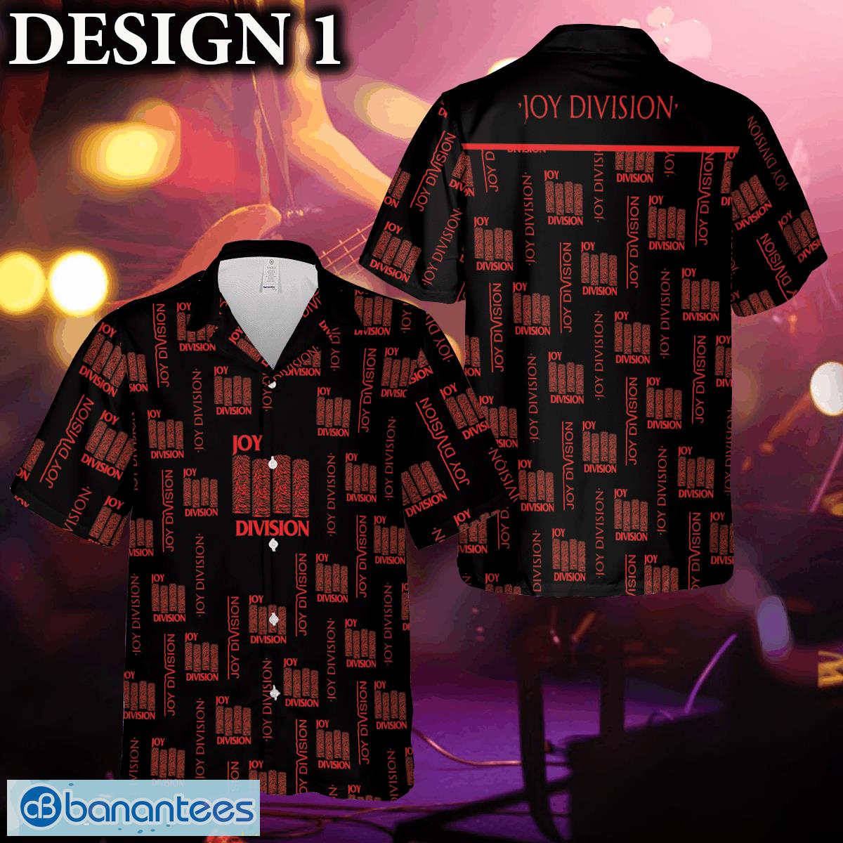 Joy Division Music Band Logo Hawaiian Shirt Thunder And Guitar Black Red For Fans Gift Holidays - Joy Division Hawaiian Shirt Logo Band Photo 1