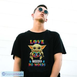 Baby Yoda Autism love needs no words shirt - G500 Gildan T-Shirt