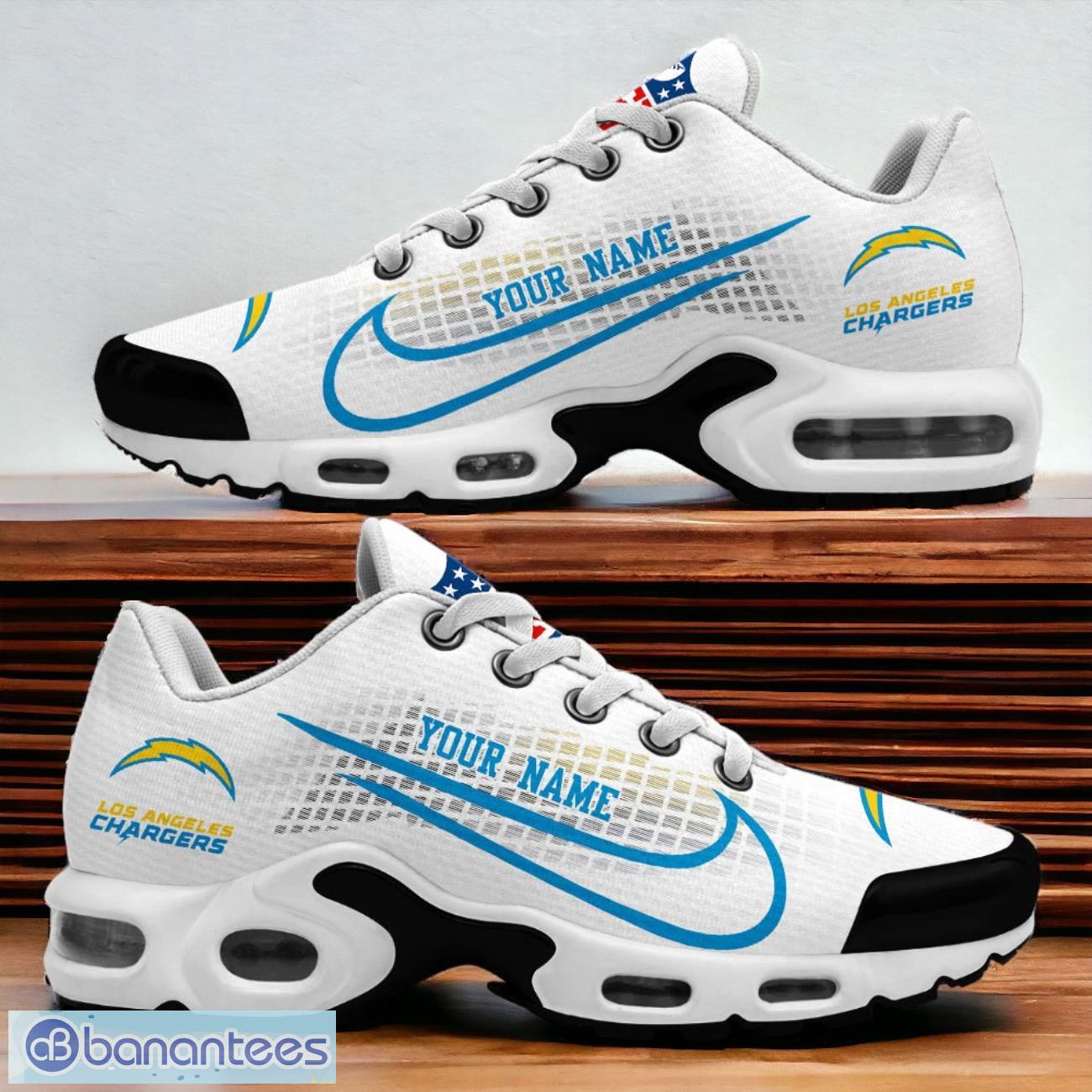 Los Angeles Chargers NFL White Air Max Plus Shoes Custom Name For Fans Product Photo 1
