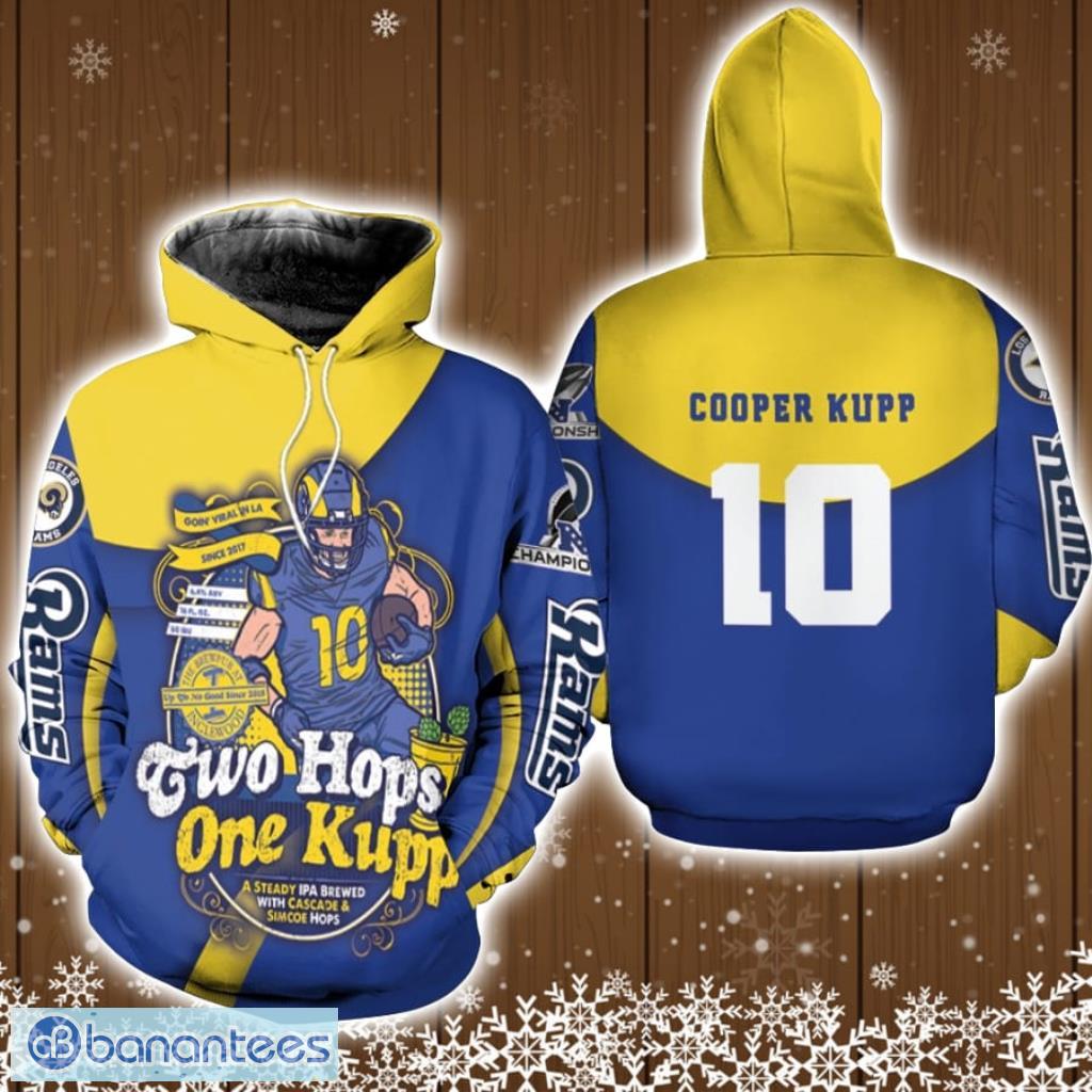 Los Angeles Rams Cooper Kupp 10 Two Hops One Kupp NFC Championship 2022 Blue Jersey Style Gift For Rams Fans Cooper Kupp Fans Hoodie 3D All Over Print Product Photo 1