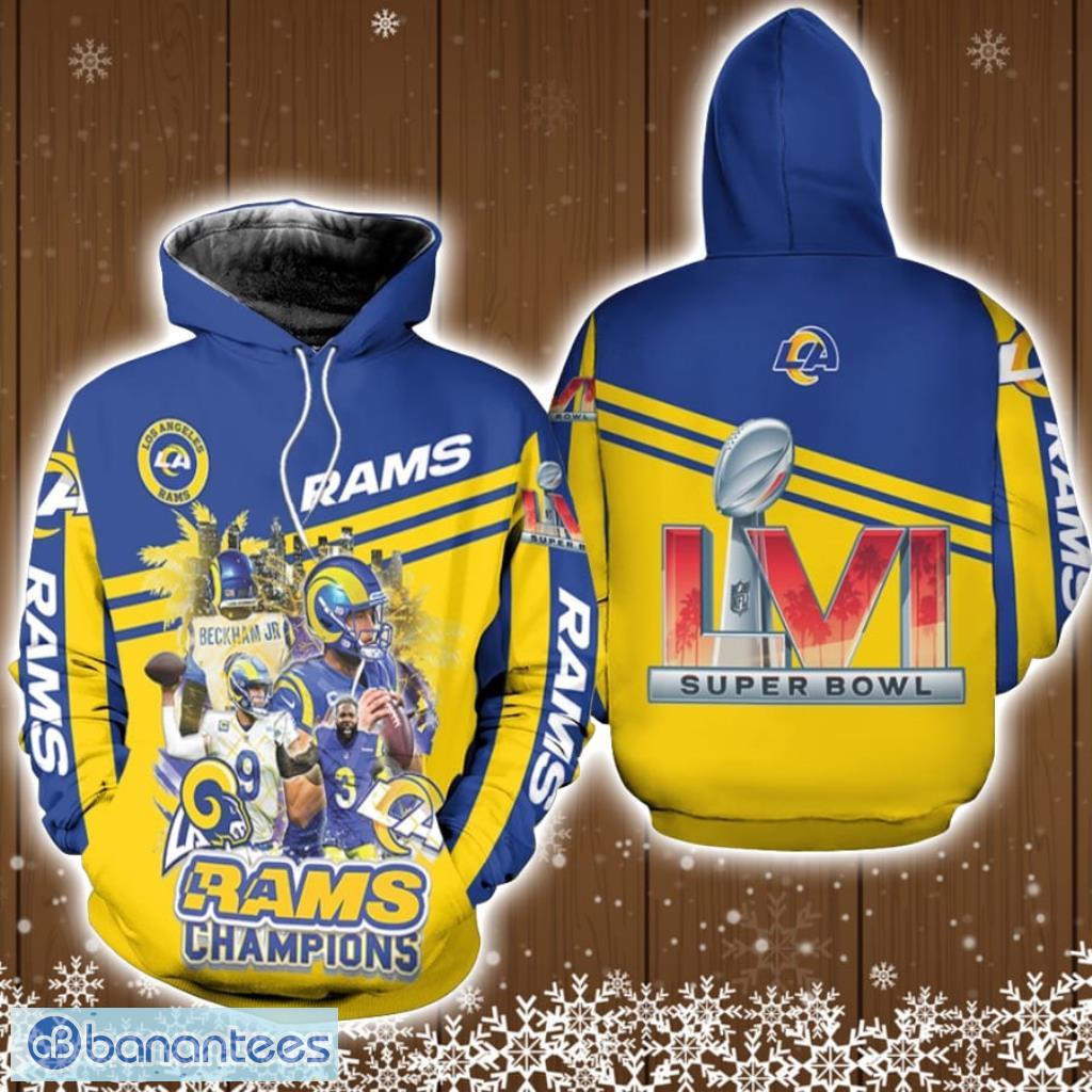 Los Angeles Rams Super Bowl 2022 Champions NFL American Football 3D Designed Allover Gift For Rams Fans Hoodie 3D All Over Print Product Photo 1
