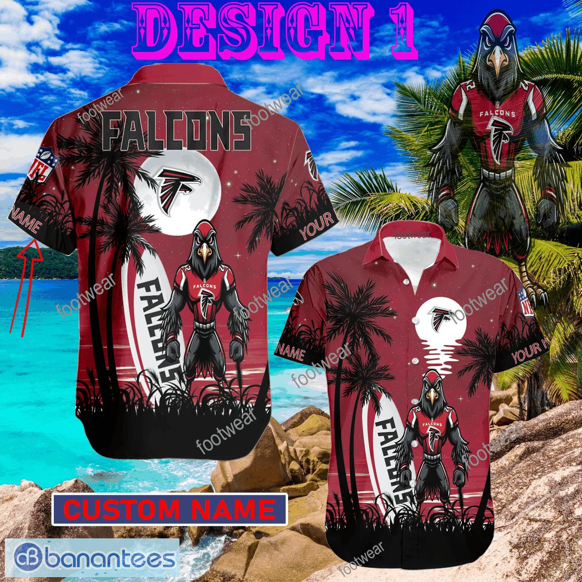 Mascot Atlanta Falcons 2024 3D Hawaiian Shirt Funny Gift For Men Women Custom Name - NFL Atlanta Falcons Mascot Hawaiian Shirt Tree Style 1