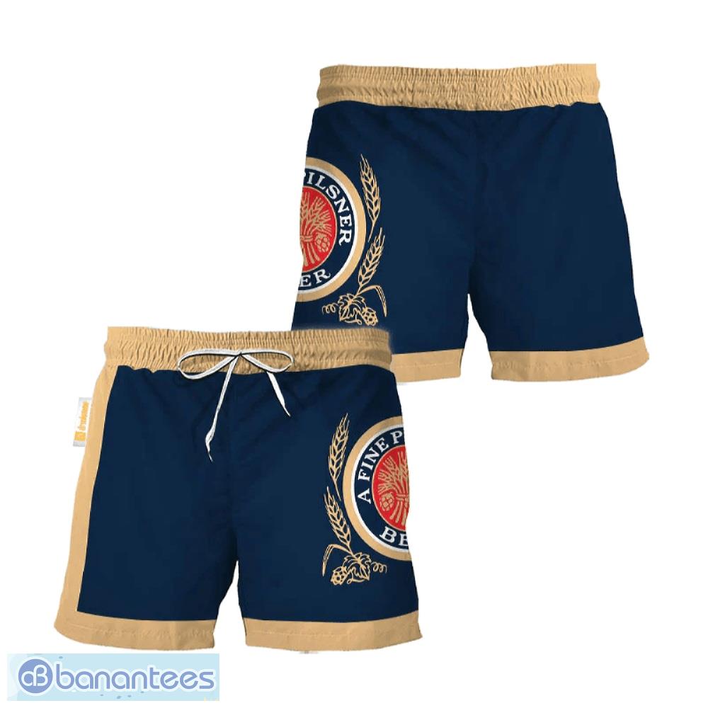 Miller Lite Blue Beige Basic Swim 3D Short Men Gift Beach Summer - Miller Lite Blue Beige Basic Swim 3D Short Men Gift Beach Summer